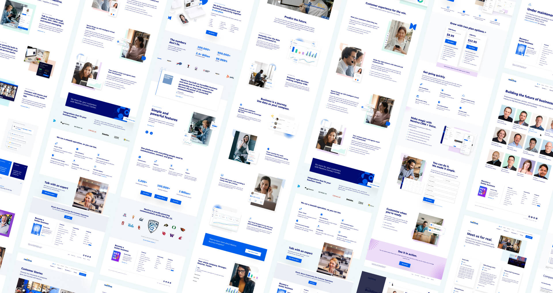 Nextiva page designs showing breadth and consistency in designs