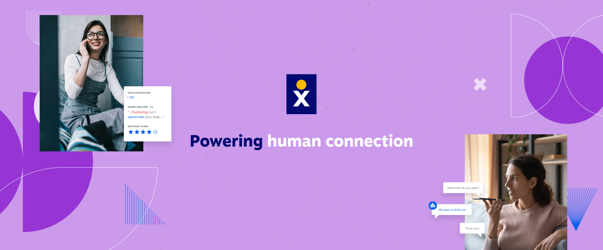 Collage of Nextiva branding and illustration
