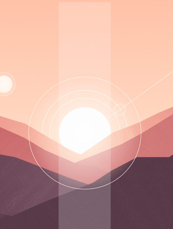 Illustrated minimalistic sunset