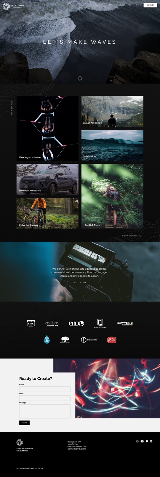 Screenshot of Portside Production's homepage
