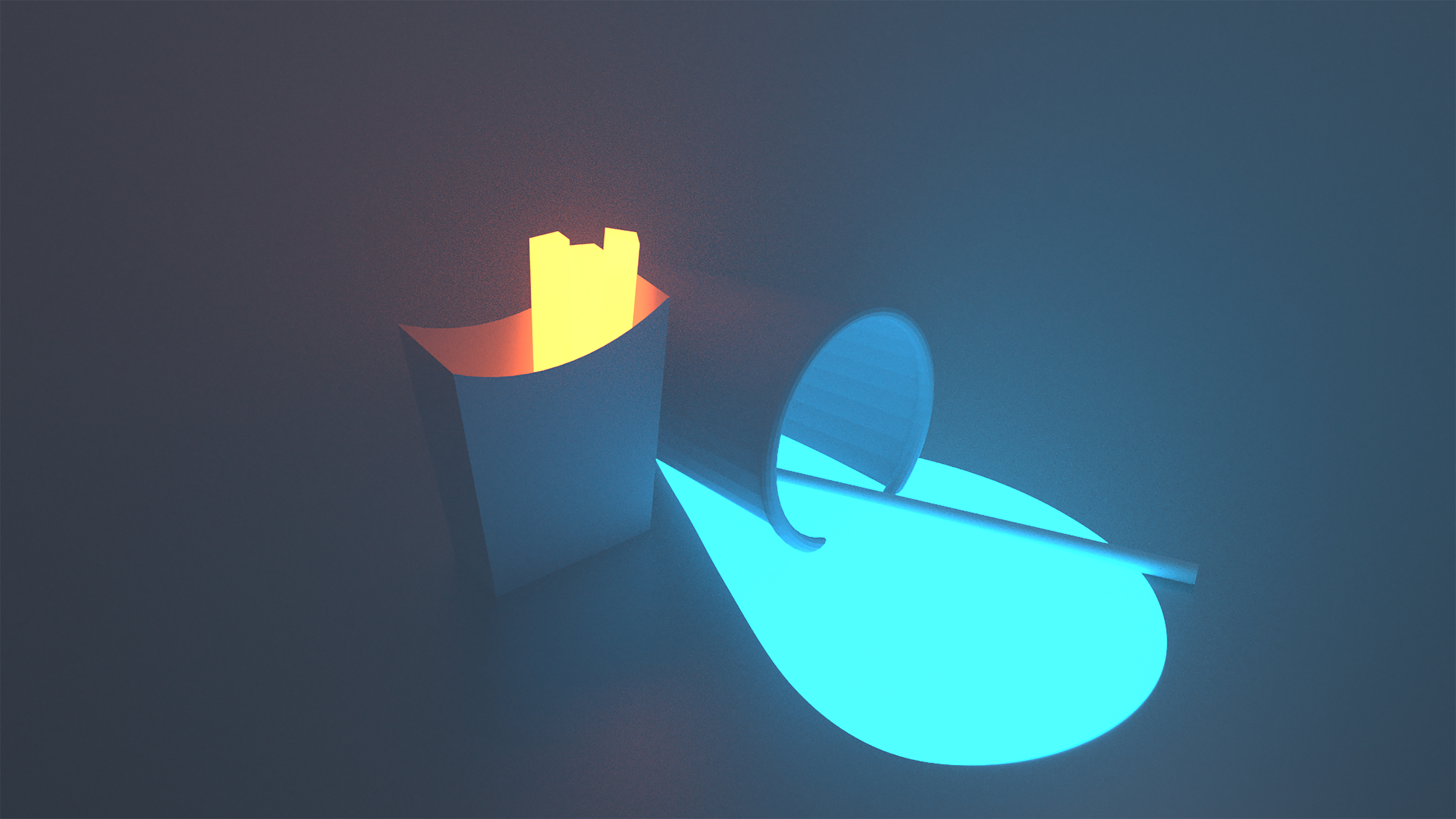 Retro glowing fries and soda.
