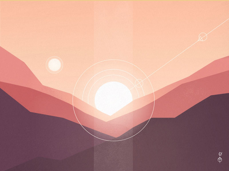 illustrated minmal sunset